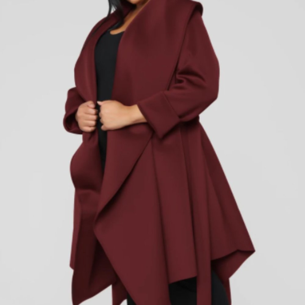 Burgundy Bow Waist Jacket